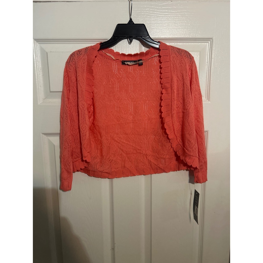 Elementz‎ Petite Coral Open Front Knit Cardigan Sweater PM Made in USA